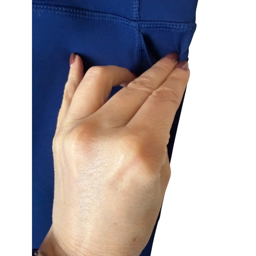 Nike Dri FIT Leggings Women Medium Blue Cropped Laser Cut Pockets‎ Athleisure